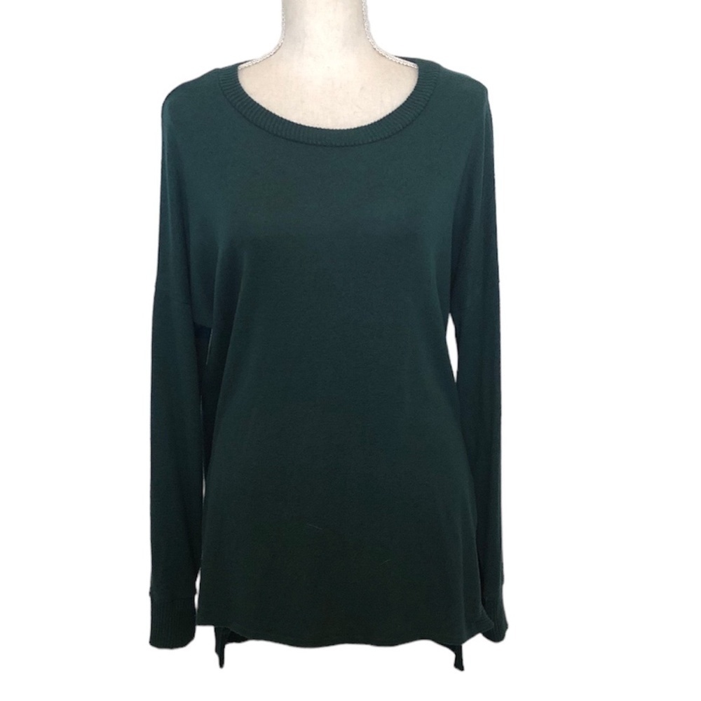 FORTUNE + IVY Sweater Women's Size Medium Forest Green Knit Pullover Long Sleeve